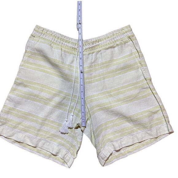 NEW J Jill 100% Linen Drawstring Striped Shorts Citron White Size M linen legenl - Picture 4 of 9